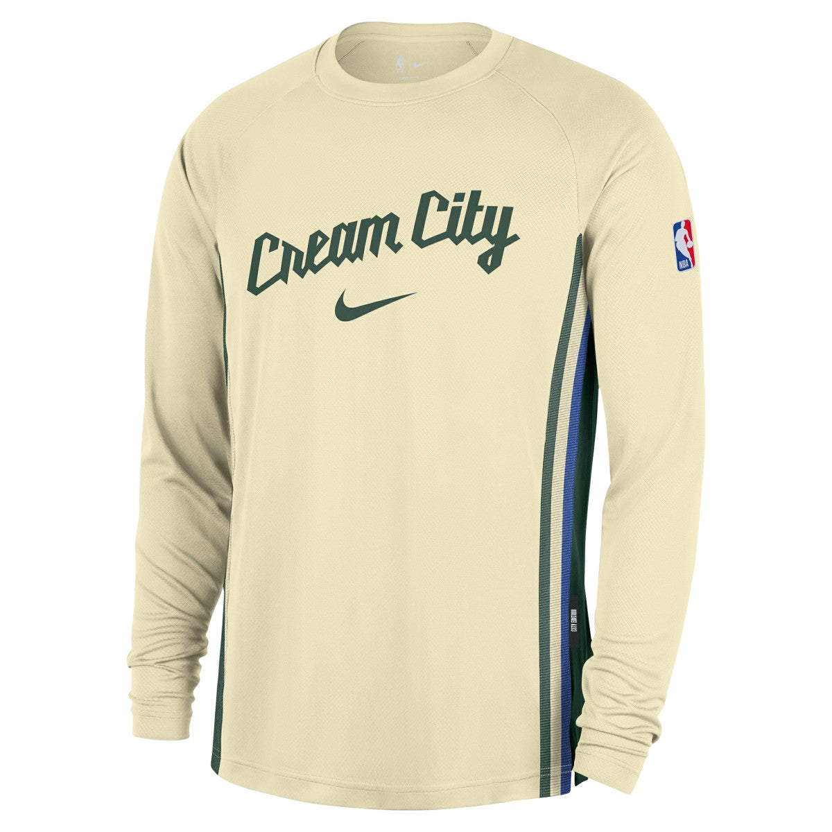 Milwaukee Bucks 2025/26 City Edition Authentic Pregame Dri-FIT Long Sleeve Shooting T-Shirt Cream