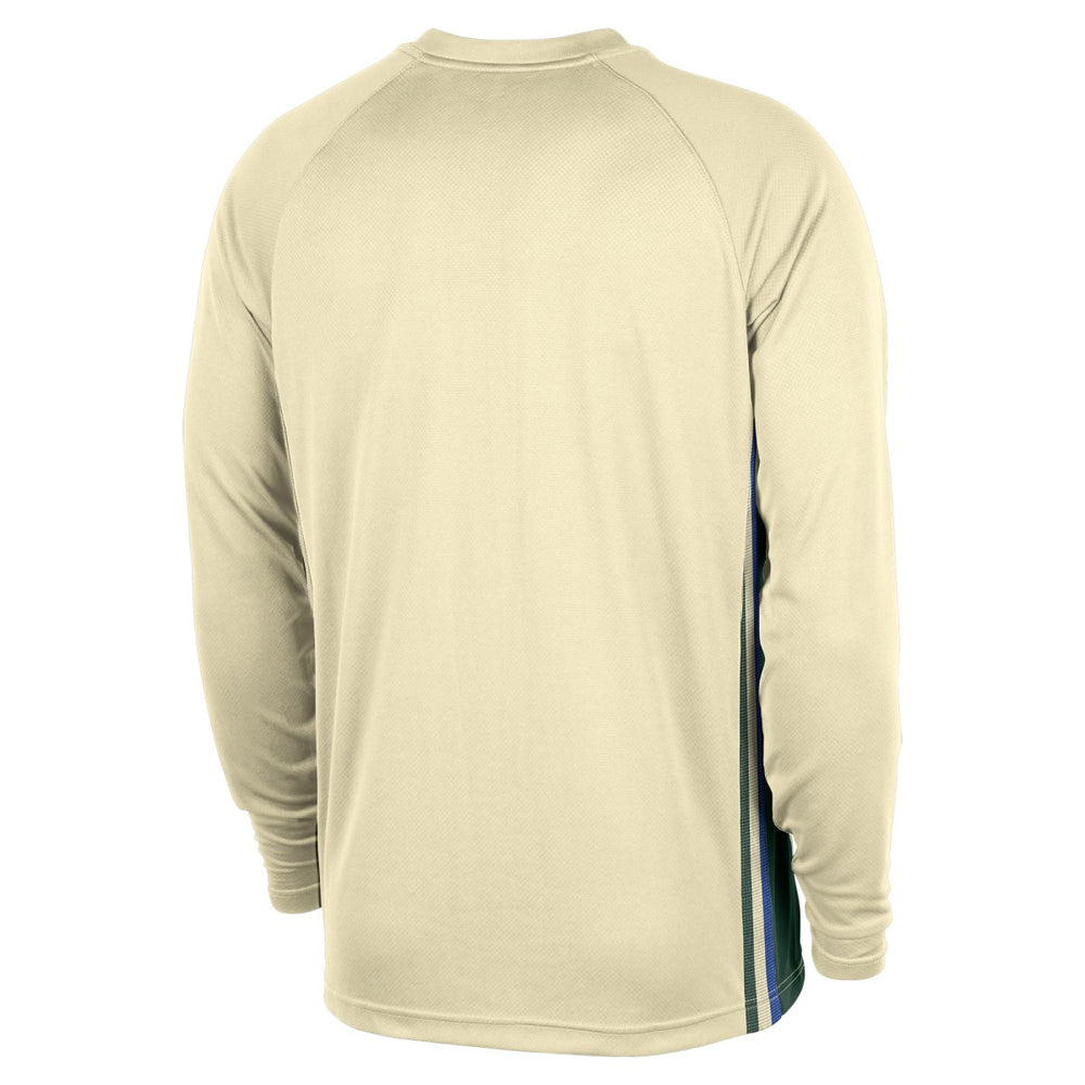 Milwaukee Bucks 2025/26 City Edition Authentic Pregame Dri-FIT Long Sleeve Shooting T-Shirt Cream