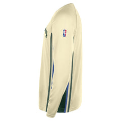 Milwaukee Bucks 2025/26 City Edition Authentic Pregame Dri-FIT Long Sleeve Shooting T-Shirt Cream