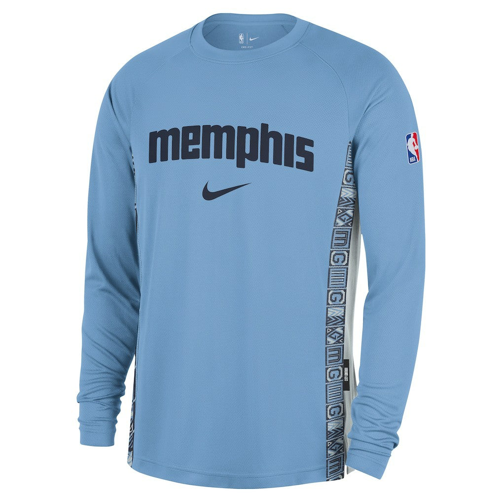 Memphis Grizzlies 2025/26 City Edition Authentic Pregame Dri-FIT Long Sleeve Shooting T-Shirt Light Blue