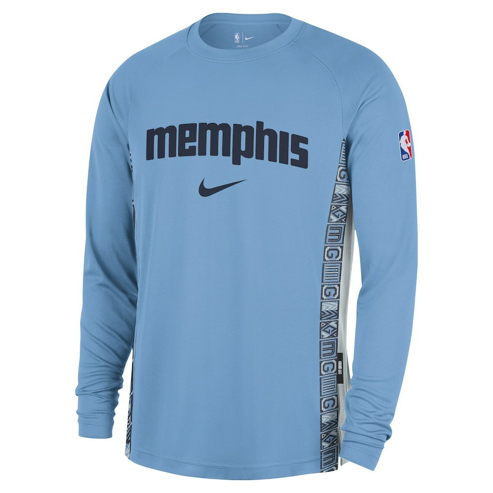 Memphis Grizzlies 2025/26 City Edition Authentic Pregame Dri-FIT Long Sleeve Shooting T-Shirt Light Blue
