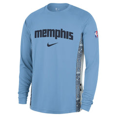 Memphis Grizzlies 2025/26 City Edition Authentic Pregame Dri-FIT Long Sleeve Shooting T-Shirt Light Blue
