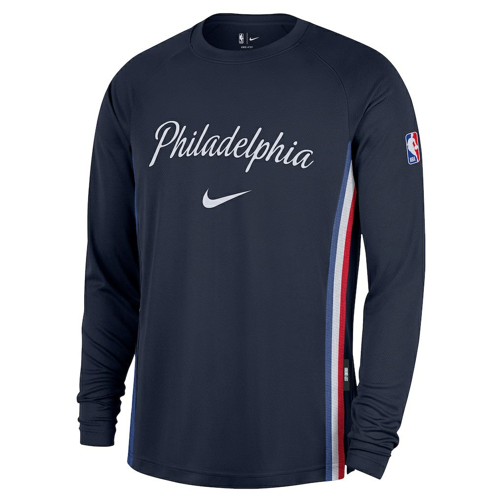 Philadelphia 76ers 2025/26 City Edition Authentic Pregame Dri-FIT Long Sleeve Shooting T-Shirt Navy