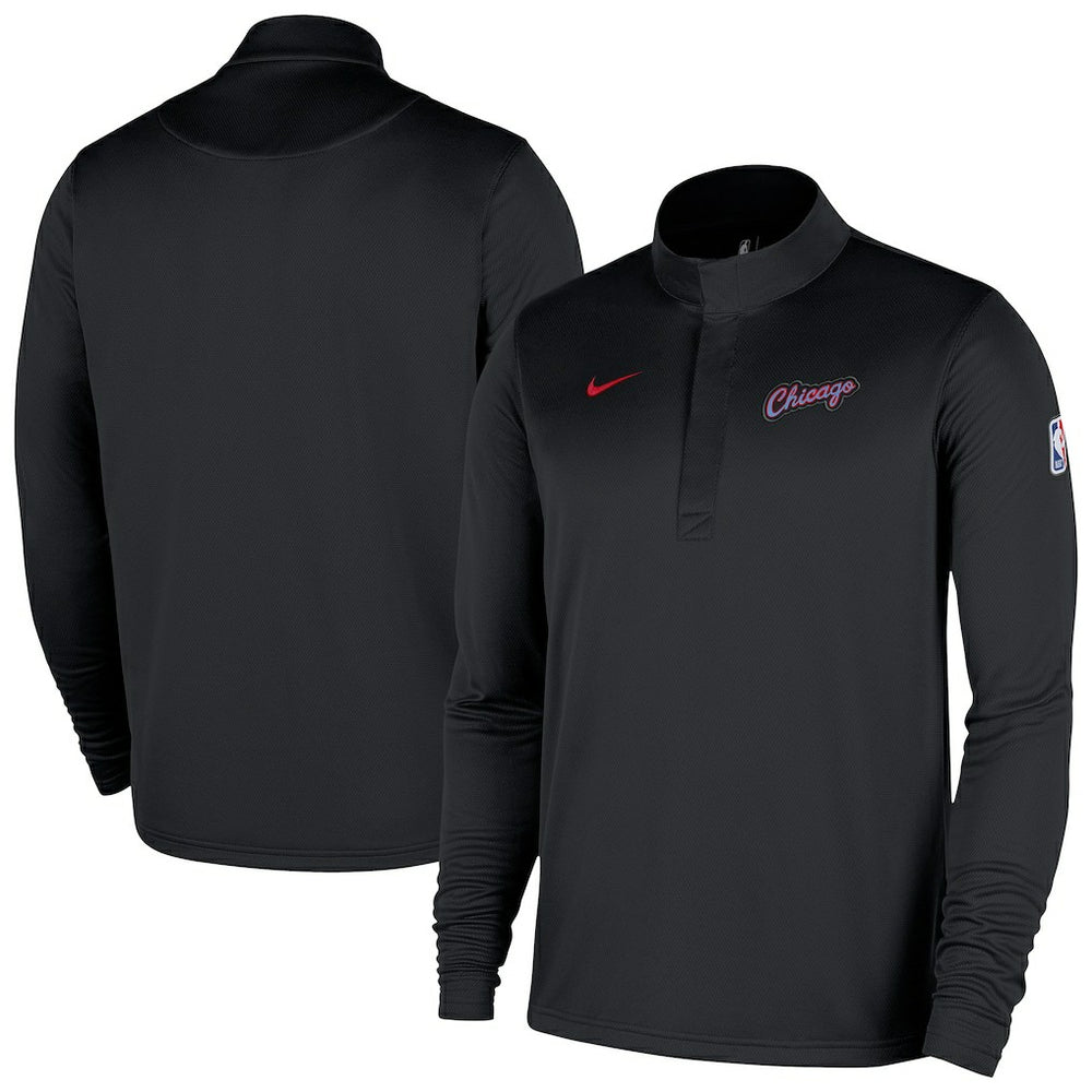 Chicago Bulls 2025/26 City Edition Remix Authentic Coaches Dri-FIT Half-Zip Top Black