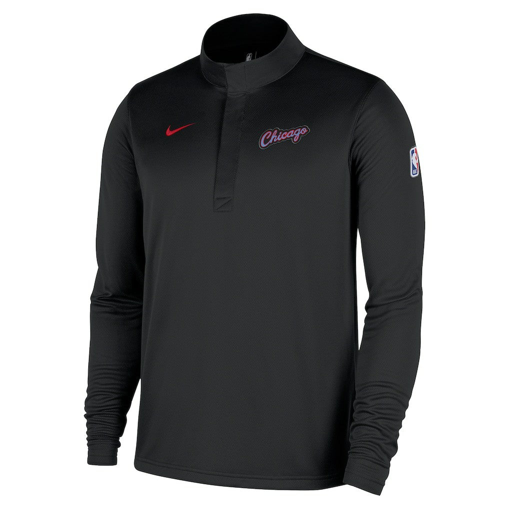 Chicago Bulls 2025/26 City Edition Remix Authentic Coaches Dri-FIT Half-Zip Top Black
