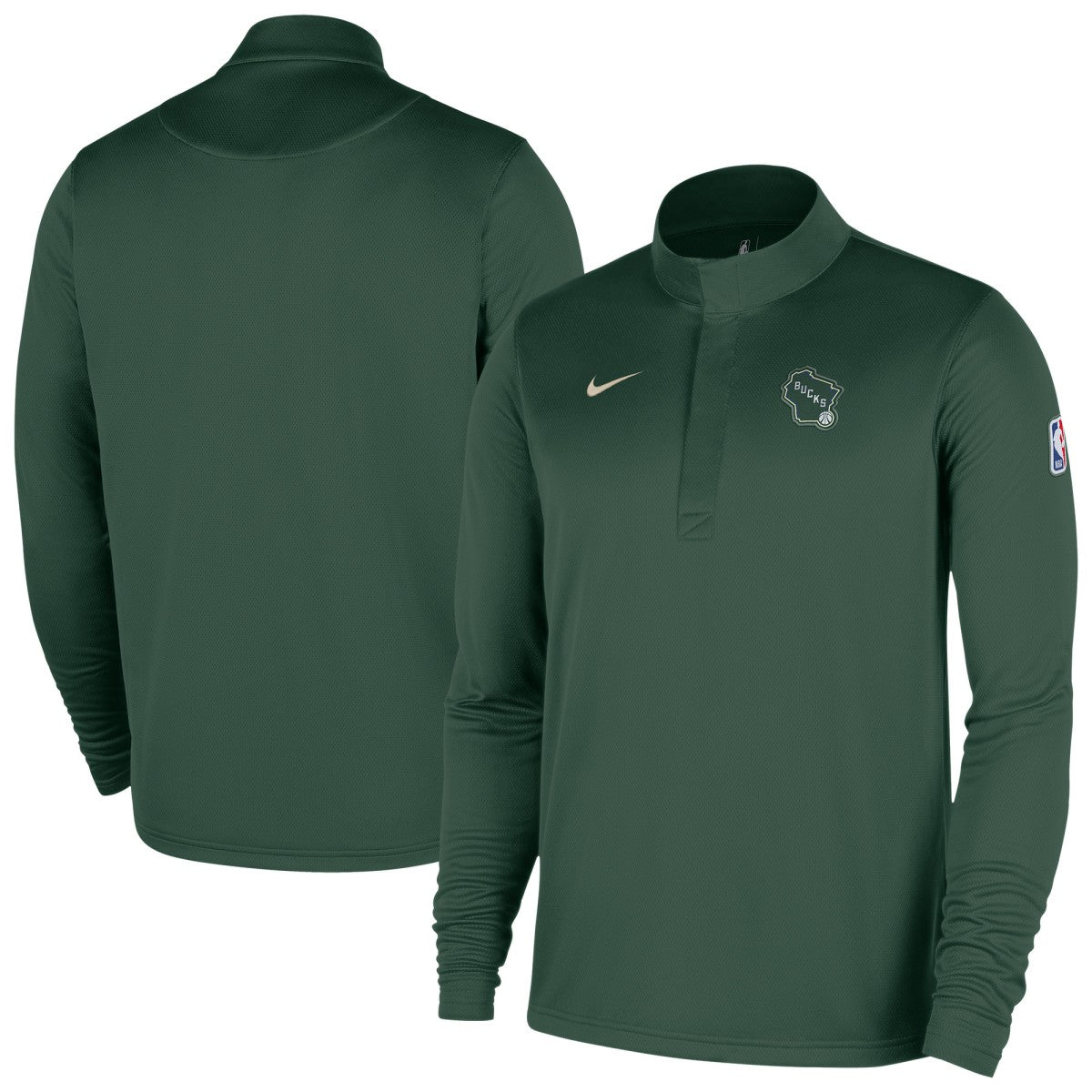 Milwaukee Bucks 2025/26 City Edition Remix Authentic Coaches Dri-FIT Half-Zip Top Hunter Green