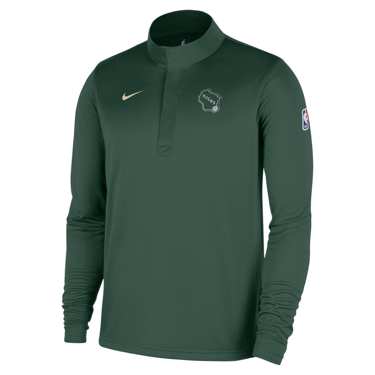 Milwaukee Bucks 2025/26 City Edition Remix Authentic Coaches Dri-FIT Half-Zip Top Hunter Green
