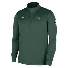 Milwaukee Bucks 2025/26 City Edition Remix Authentic Coaches Dri-FIT Half-Zip Top Hunter Green