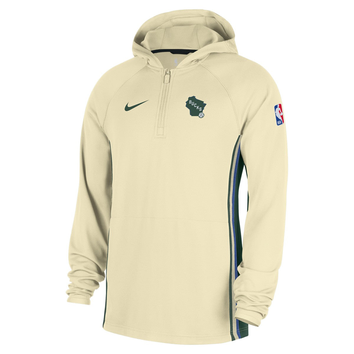 Milwaukee Bucks 2025/26 City Edition Remix Authentic On-Court Quarter-Zip Dri-FIT Hooded Jacket White