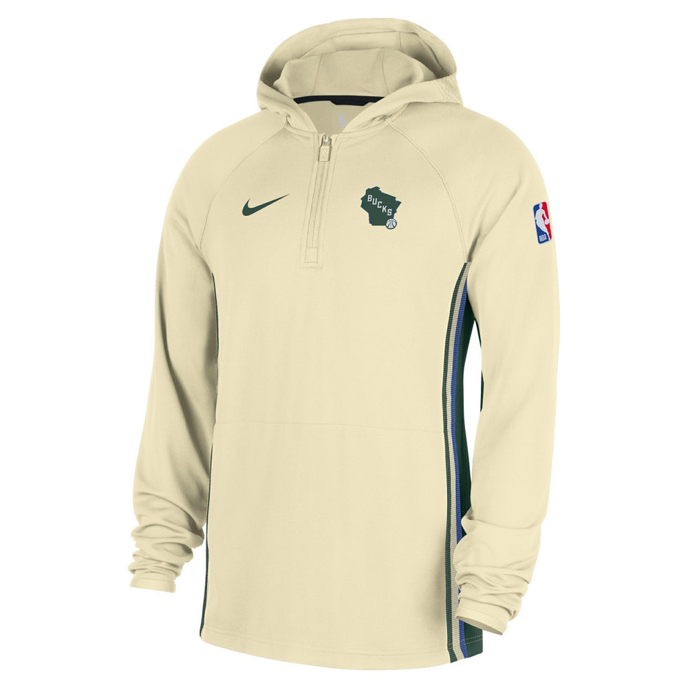 Milwaukee Bucks 2025/26 City Edition Remix Authentic On-Court Quarter-Zip Dri-FIT Hooded Jacket White