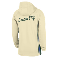 Milwaukee Bucks 2025/26 City Edition Remix Authentic On-Court Quarter-Zip Dri-FIT Hooded Jacket White