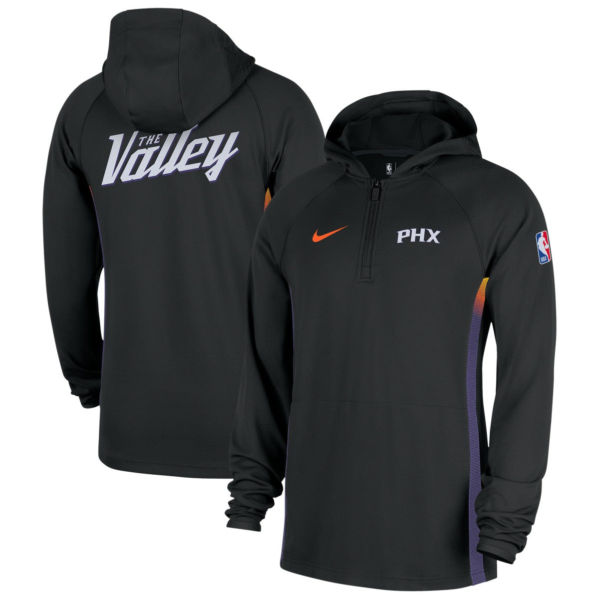 Phoenix Suns 2025/26 City Edition Remix Authentic On-Court Quarter-Zip Dri-FIT Hooded Jacket Black