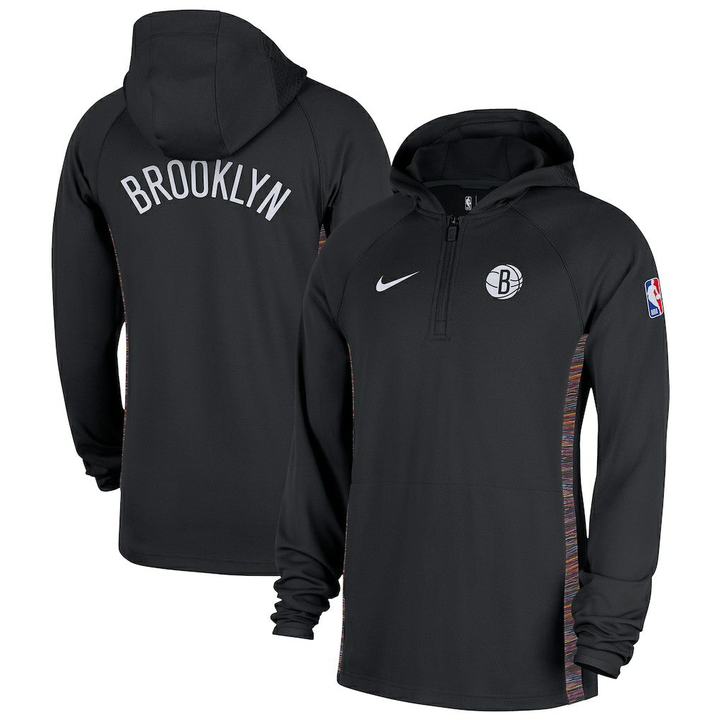 Brooklyn Nets 2025/26 City Edition Remix Authentic On-Court Quarter-Zip Dri-FIT Hooded Jacket Black