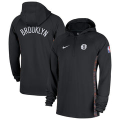 Brooklyn Nets 2025/26 City Edition Remix Authentic On-Court Quarter-Zip Dri-FIT Hooded Jacket Black