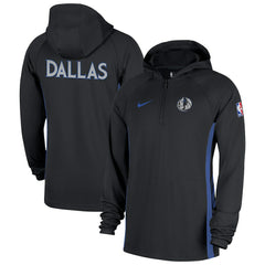 Dallas Mavericks 2025/26 City Edition Remix Authentic On-Court Quarter-Zip Dri-FIT Hooded Jacket Black
