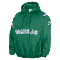 Dallas Mavericks Hardwood Classics Therma-FIT Half-Zip Hooded Windbreaker Green