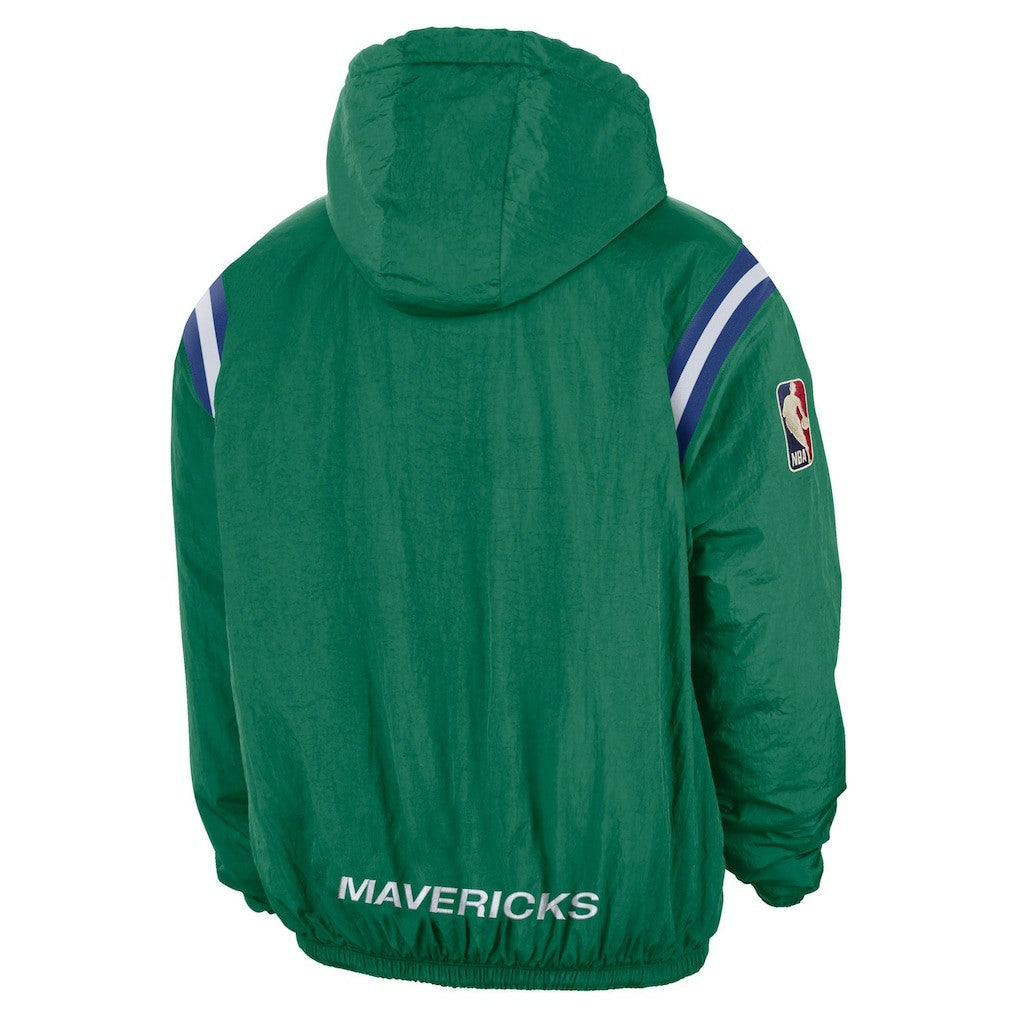 Dallas Mavericks Hardwood Classics Therma-FIT Half-Zip Hooded Windbreaker Green