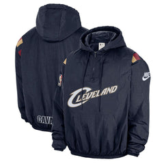 Cleveland Cavaliers Hardwood Classics Therma-FIT Half-Zip Hooded Windbreaker Navy