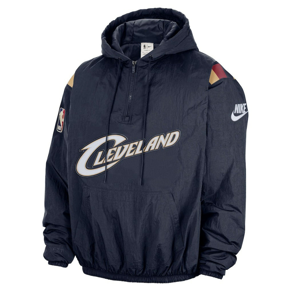 Cleveland Cavaliers Hardwood Classics Therma-FIT Half-Zip Hooded Windbreaker Navy