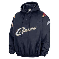 Cleveland Cavaliers Hardwood Classics Therma-FIT Half-Zip Hooded Windbreaker Navy