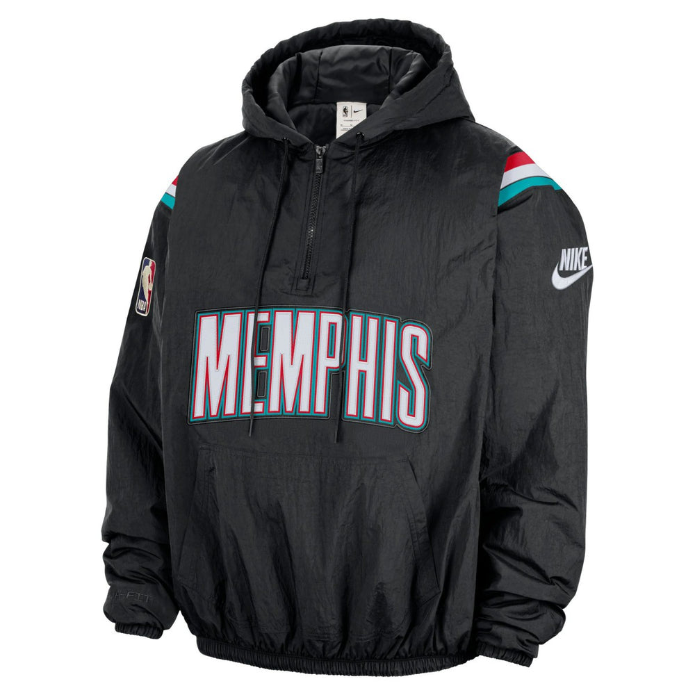 Memphis Grizzlies Hardwood Classics Therma-FIT Half-Zip Hooded Windbreaker Black