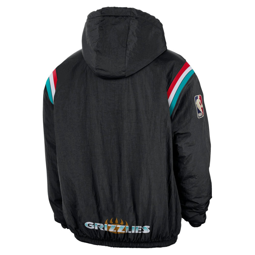 Memphis Grizzlies Hardwood Classics Therma-FIT Half-Zip Hooded Windbreaker Black