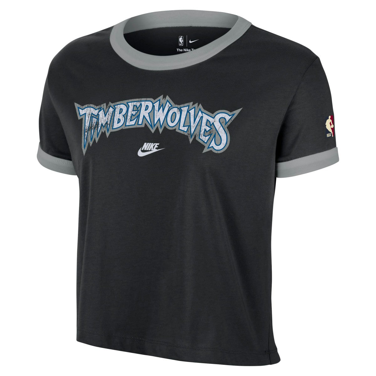 Minnesota Timberwolves Women's Classic Edition Hardwood Classics Essential Vintage Ringer T-Shirt Black