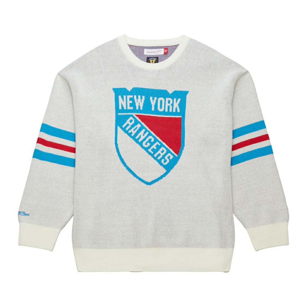 NHL New York Rangers Mitchell & Ness Centennial Retro Logo Sweater - Cream