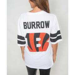 Joe Burrow Cincinnati Bengals Cuce Women's Crystal V-Neck Tunic White