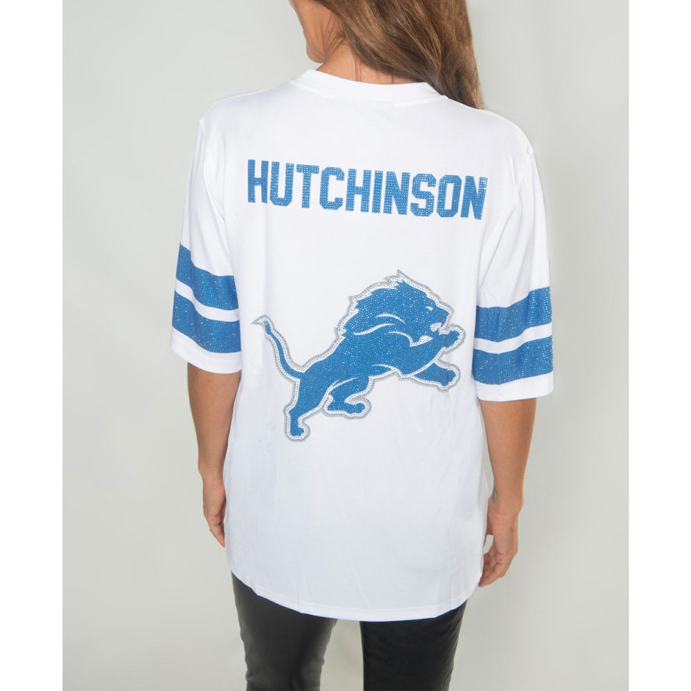 Aidan Hutchinson Detroit Lions Cuce Women's Crystal V-Neck Tunic White