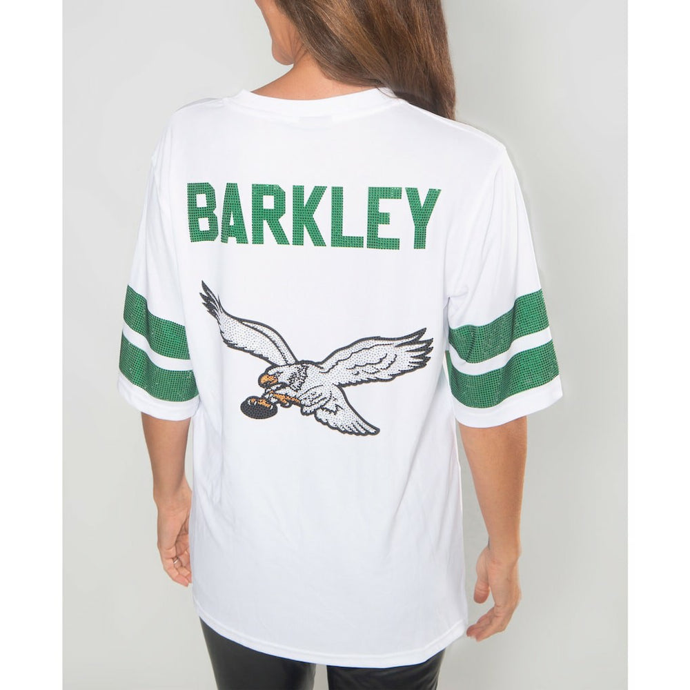 Saquon Barkley Philadelphia Eagles Cuce Women's Crystal V-Neck Tunic White