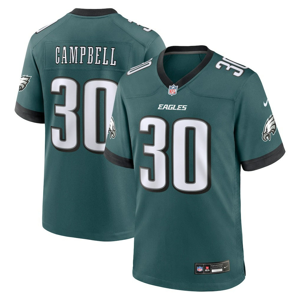 Jihaad Campbell Philadelphia Eagles 2025 NFL Draft First Round Pick Game Jersey Green