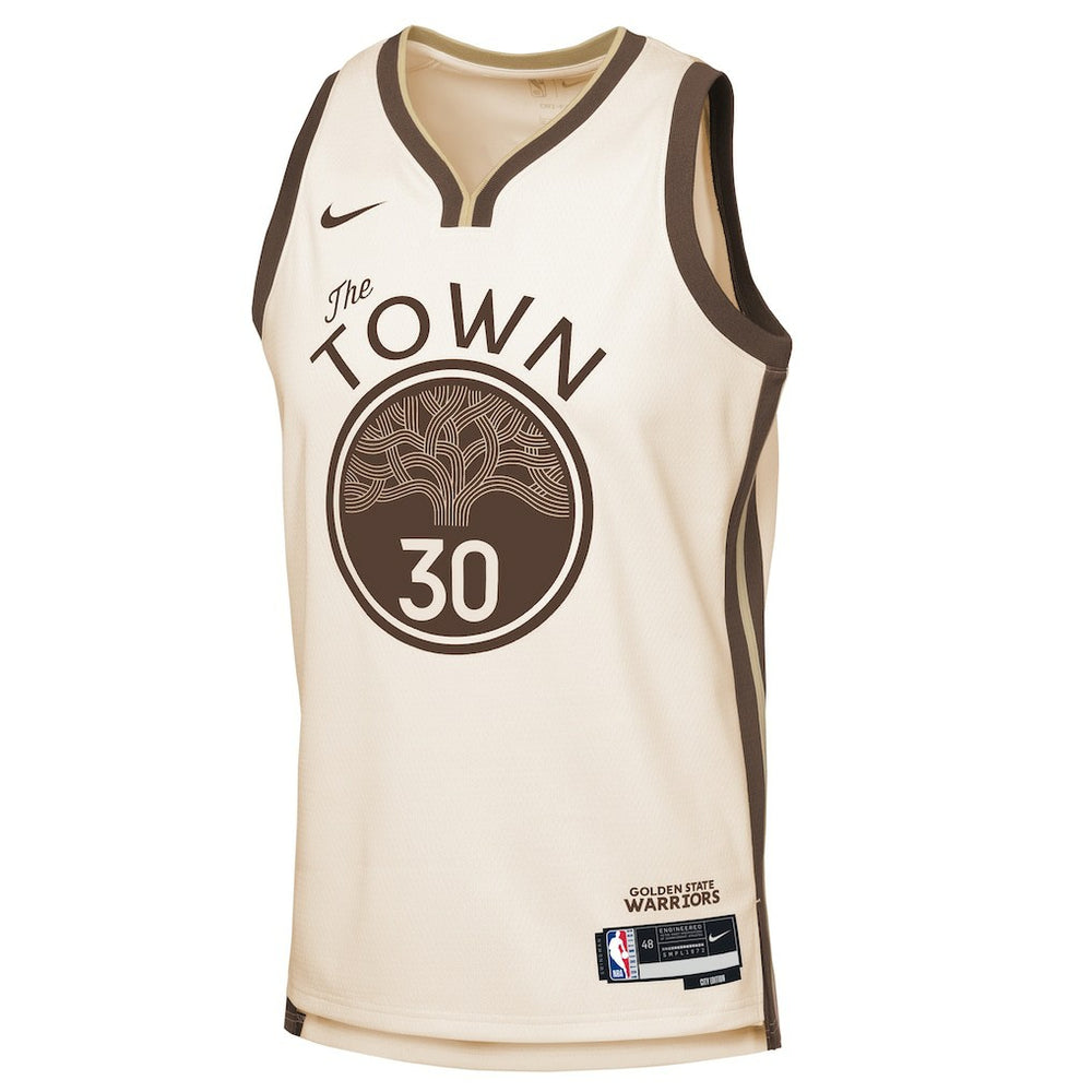 Stephen Curry Golden State Warriors Youth 2025/26 City Edition Swingman Jersey Tan
