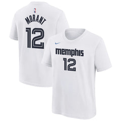 Ja Morant Memphis Grizzlies Youth 2025/26 City Edition Name & Number T-Shirt White
