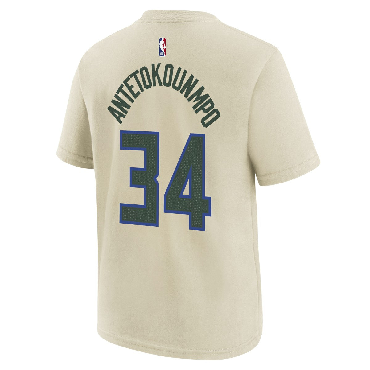 Giannis Antetokounmpo Milwaukee Bucks Youth 2025/26 City Edition Name & Number T-Shirt Cream