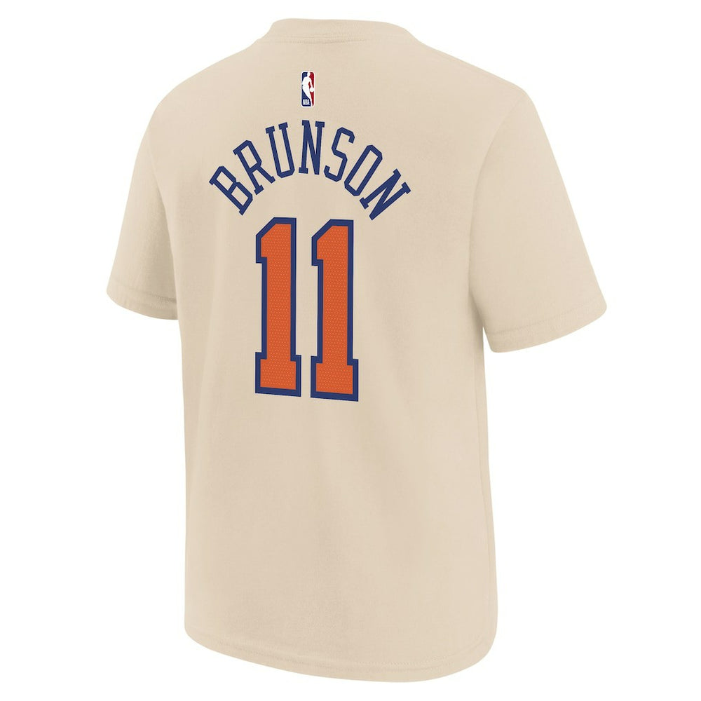 Jalen Brunson New York Knicks Youth 2025/26 City Edition Name & Number T-Shirt Cream