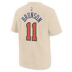 Jalen Brunson New York Knicks Youth 2025/26 City Edition Name & Number T-Shirt Cream