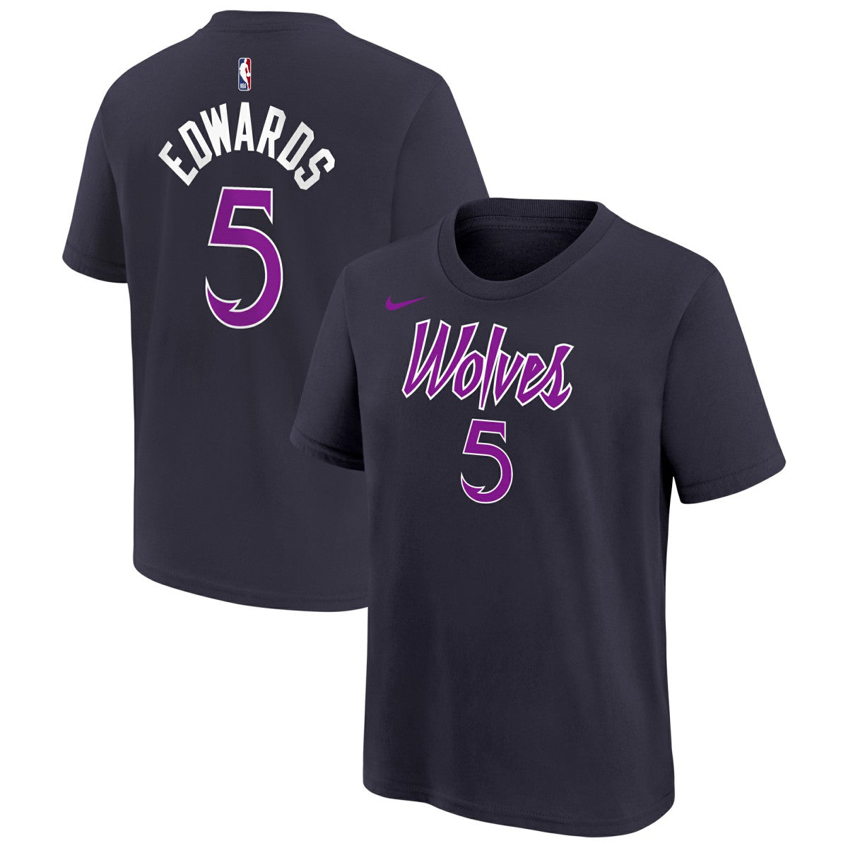 Anthony Edwards Minnesota Timberwolves Youth 2025/26 City Edition Name & Number T-Shirt Purple