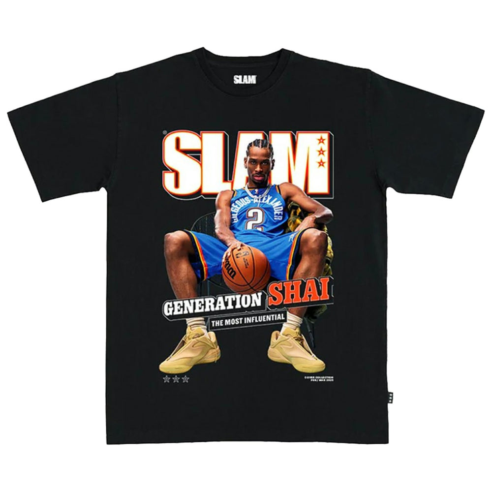 Shai Gilgeous-Alexander Oklahoma City Thunder SLAM Unisex February/March 2025 Cover Graphic T-Shirt Black
