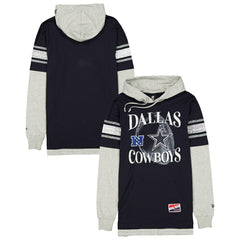 Dallas Cowboys New Era Twofer Layered Long Sleeve Hoodie T-Shirt Navy