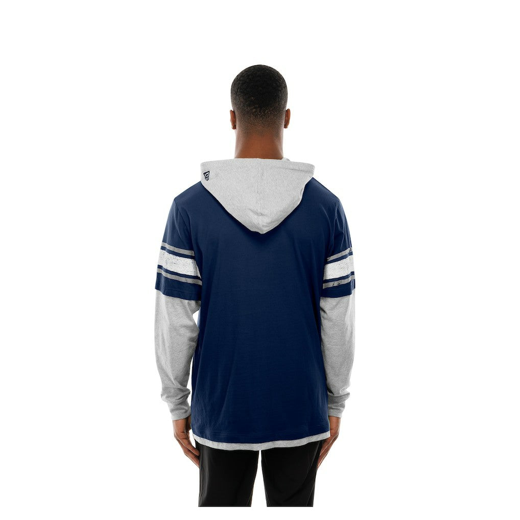Dallas Cowboys New Era Twofer Layered Long Sleeve Hoodie T-Shirt Navy