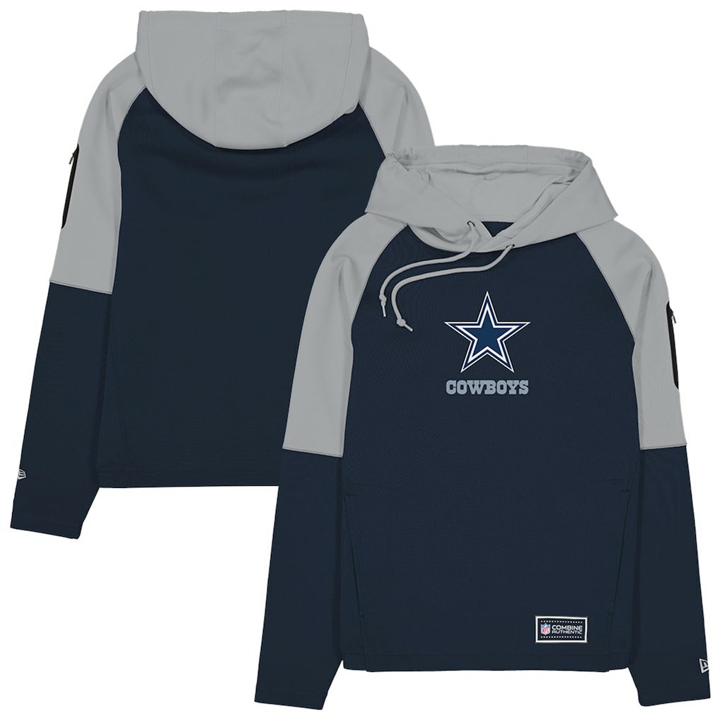 Dallas Cowboys New Era Combine Authentic Color Block Raglan Pullover Hoodie Navy