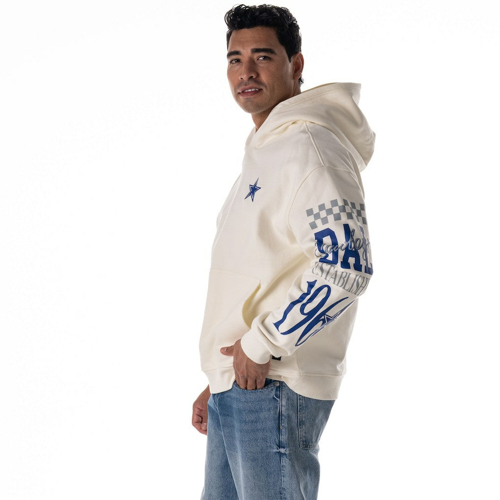 Dallas Cowboys The Wild Collective Unisex Stacked Graphic Sleeve Fleece Hoodie White