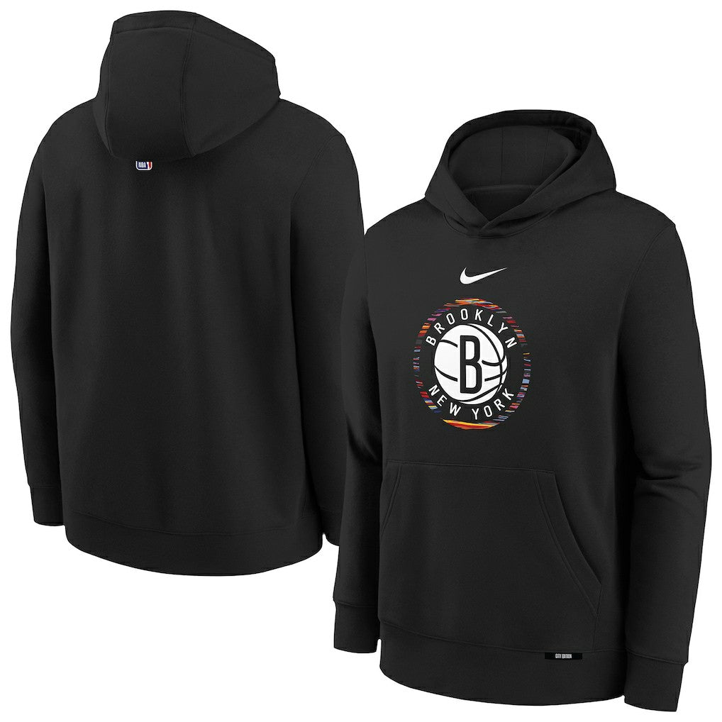 Brooklyn Nets Youth 2025/26 City Edition Club Fleece Pullover Hoodie Black