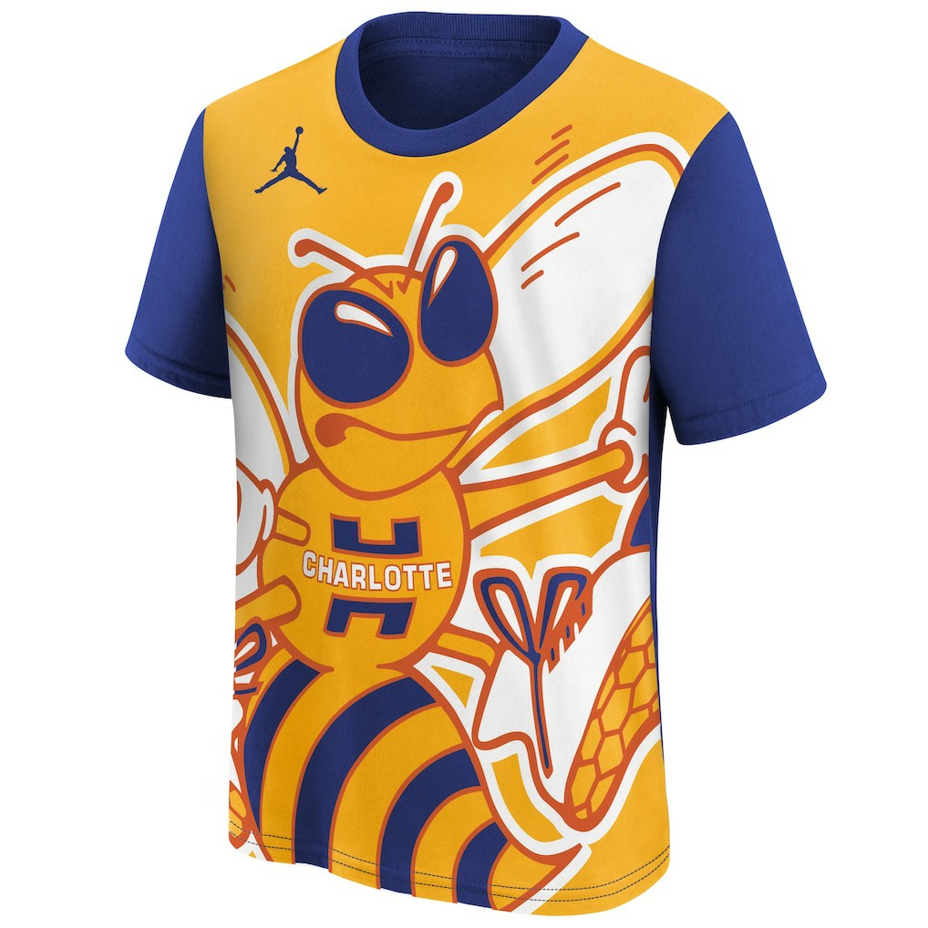 Charlotte Hornets Jordan Brand Youth 2025/26 City Edition Max90 T-Shirt Blue/Yellow