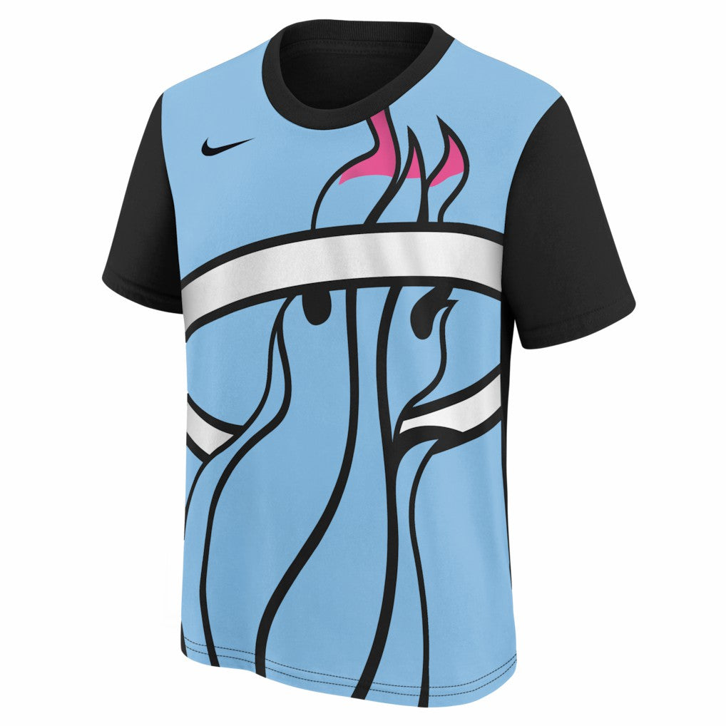 Miami Heat Youth 2025/26 City Edition Max90 T-Shirt Light Blue/Black