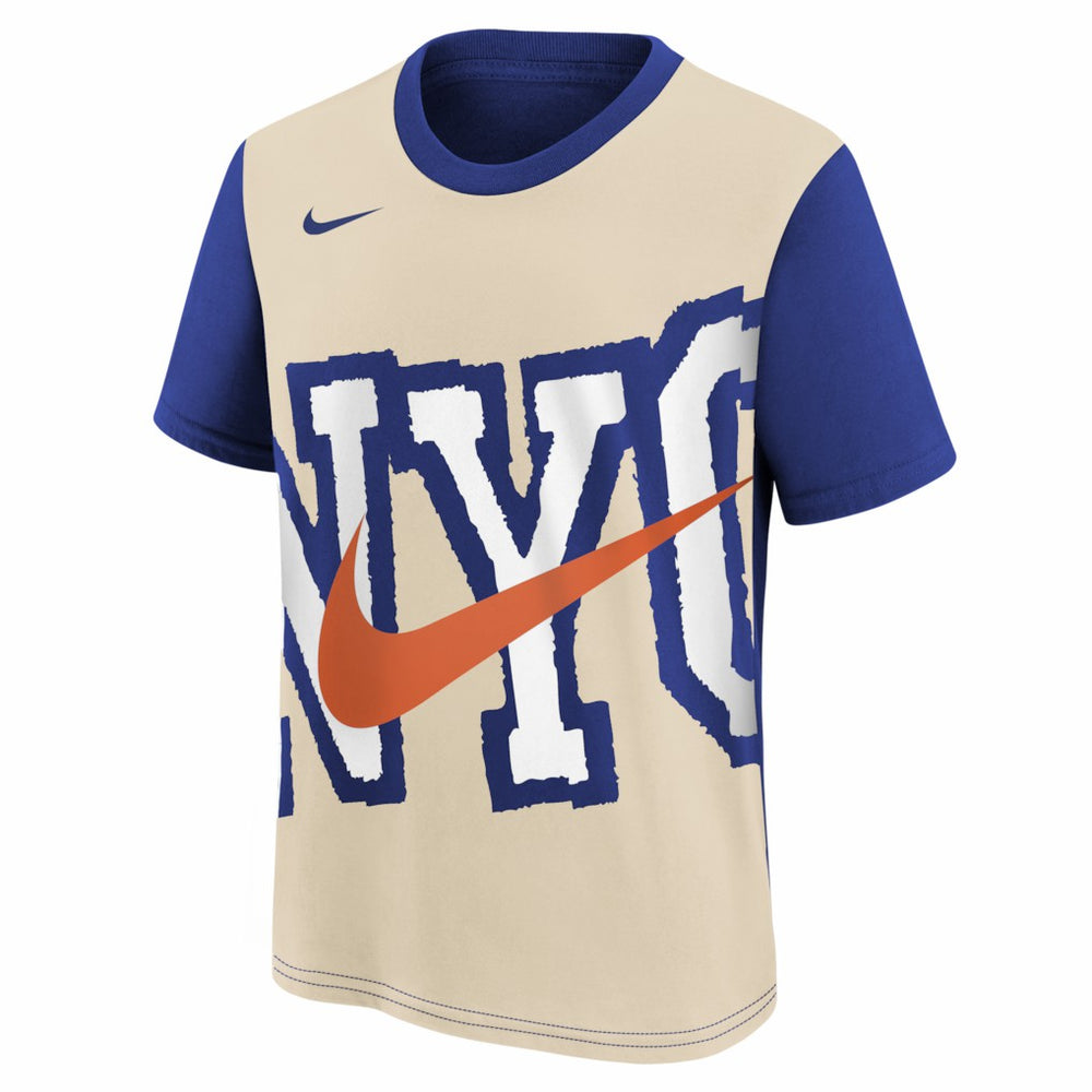 New York Knicks Youth 2025/26 City Edition Max90 T-Shirt Light Beige/Blue