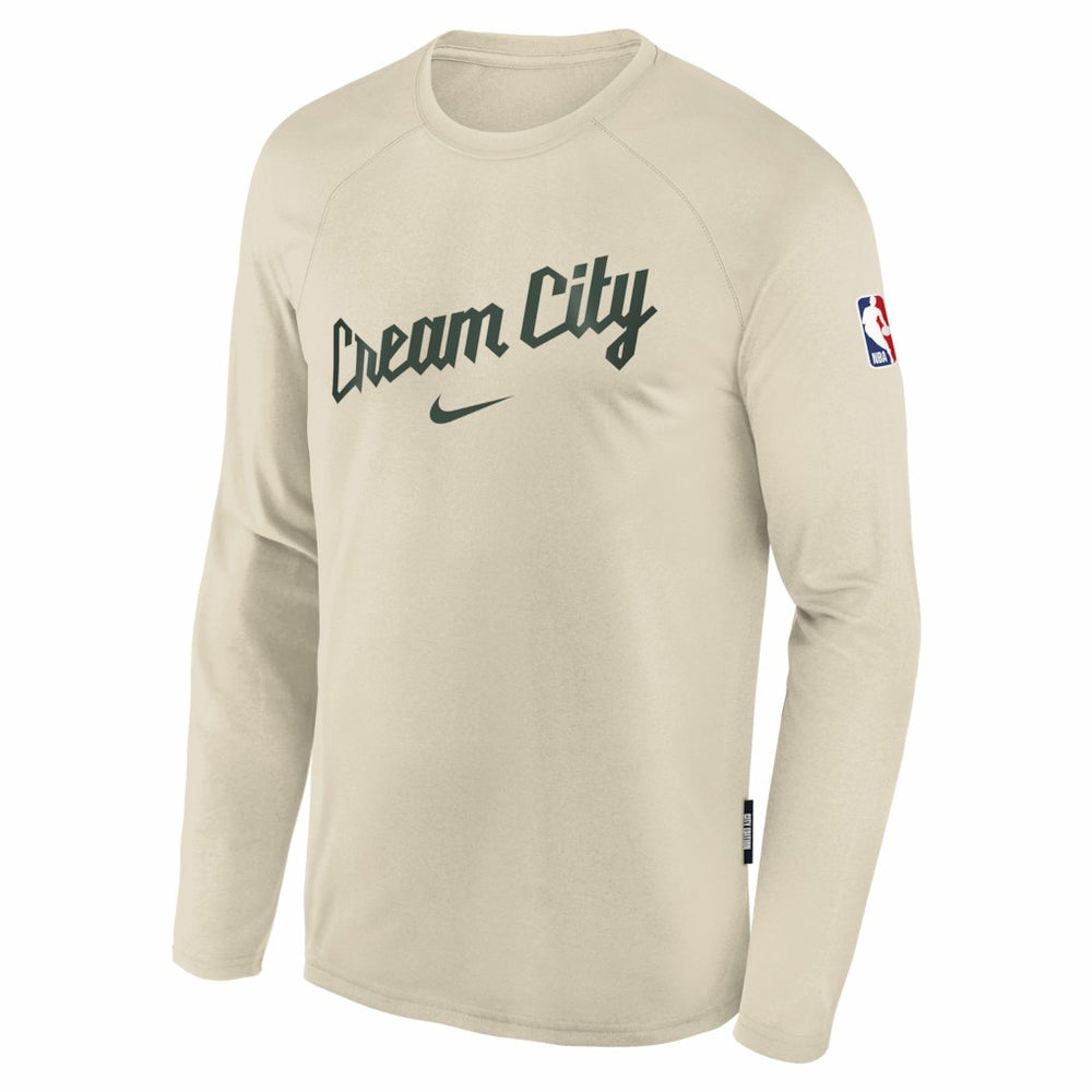 Milwaukee Bucks Youth 2025/26 City Edition Dri-Fit Long Sleeve Game Top White