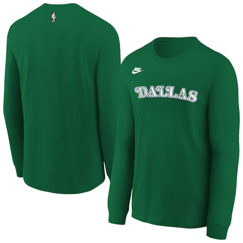 Dallas Mavericks Youth Hardwood Classics Essential Logo Max90 Long Sleeve T-Shirt Green