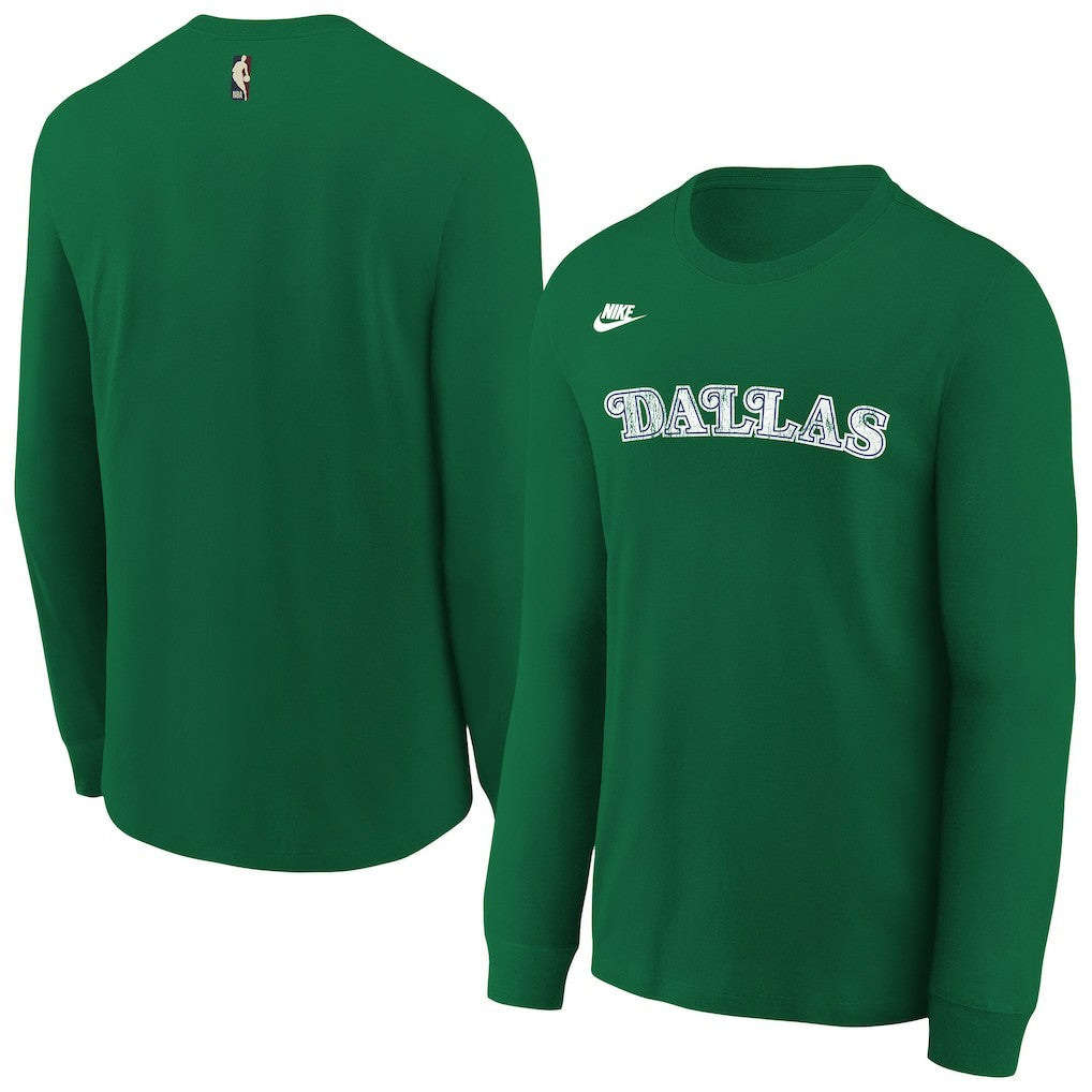 Dallas Mavericks Youth Hardwood Classics Essential Logo Max90 Long Sleeve T-Shirt Green
